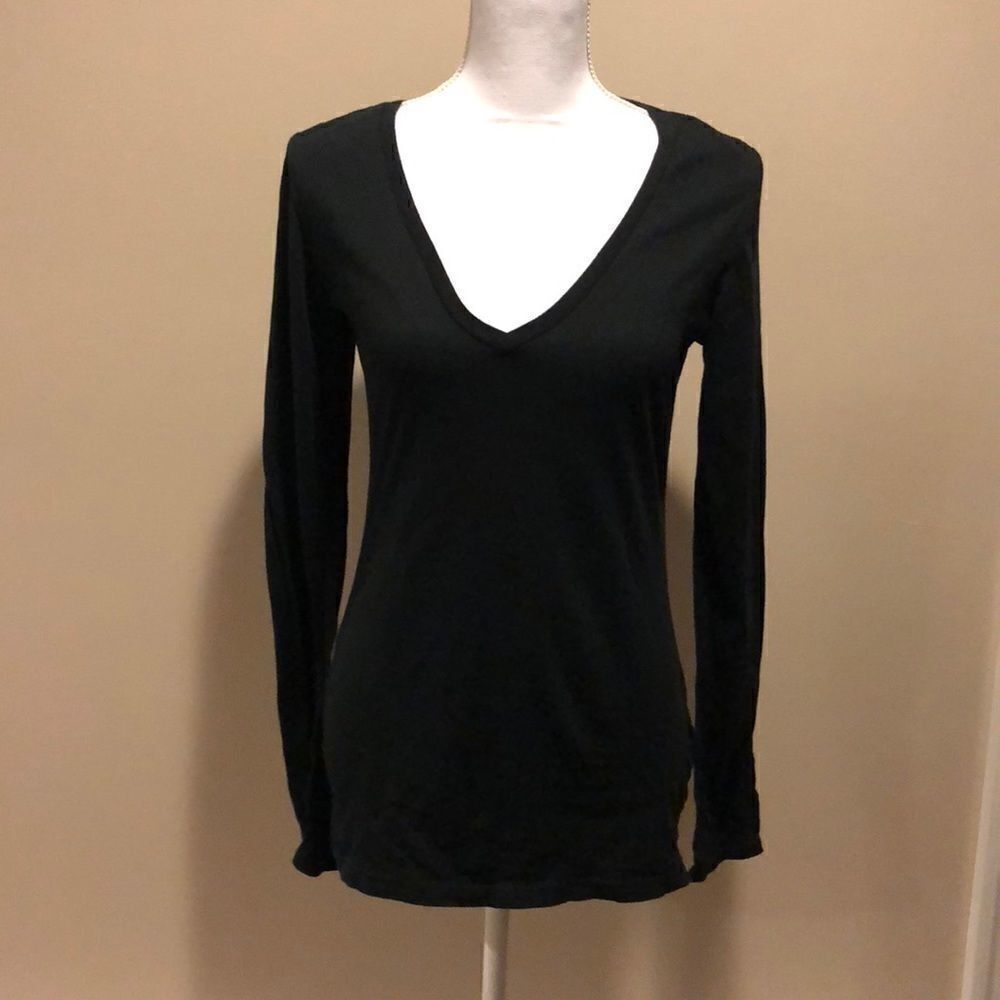 Pookie & Sebastian V Neck Black Longsleeve Shirt